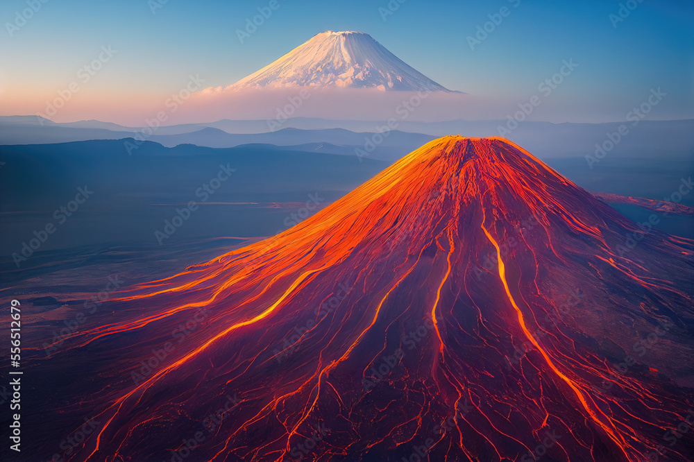 Active Volcano in the Sunset