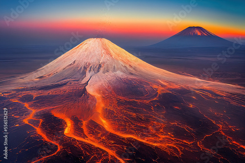 Active Volcano in the Sunset