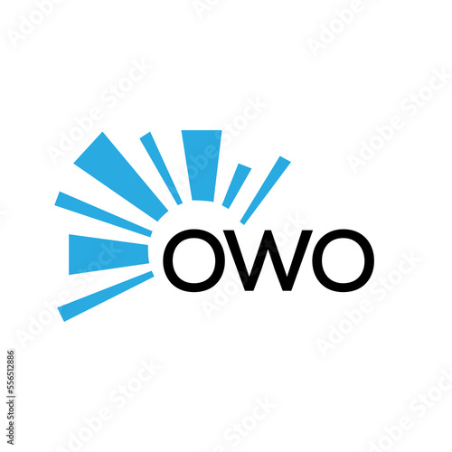 OWO letter logo. OWO blue image on white background and black letter. OWO technology  Monogram logo design for entrepreneur and business. OWO best icon.
