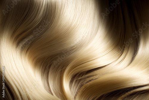Beautiful shiny blonde hair texture closeup. Generative AI