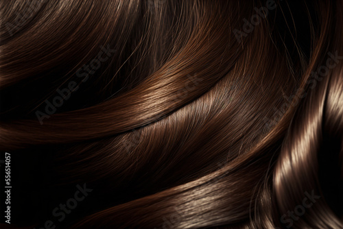 Foto Beautiful shiny dark brown hair texture closeup. Generative AI