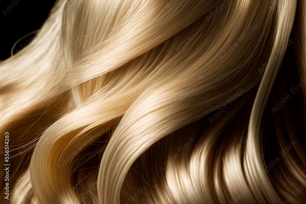 Beautiful shiny blonde hair texture closeup. Generative AI Beautiful shiny blonde hair texture closeup. Generative AI