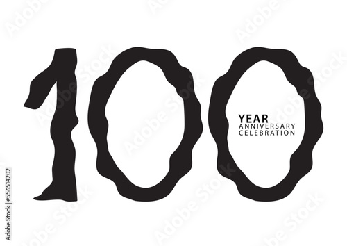 100 year anniversary celebration black color logotype vector, 100 number design, 100th Birthday invitation, logo number design vector illustration, graphic element, calligraphy font, typography logo