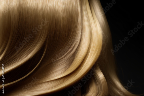 Beautiful shiny blonde hair texture closeup. Generative AI