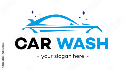 Car wash vector logotype blue color for banner design, service company 10 eps