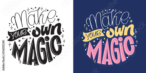 Cute funny hand drawn doodle lettering art postcard about life.