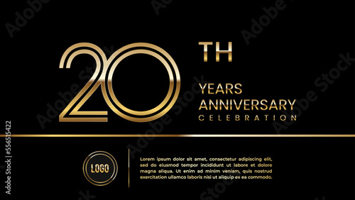 20th anniversary celebration template design with double line concept. Logo Vector Template Illustration