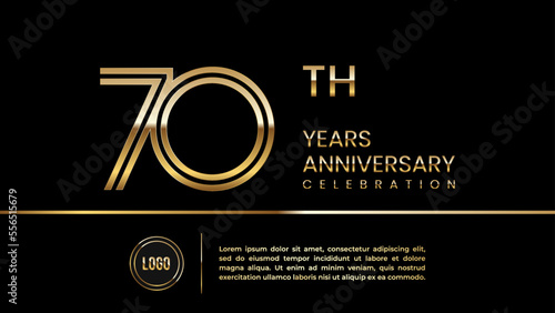 70th anniversary celebration template design with double line concept. Logo Vector Template Illustration