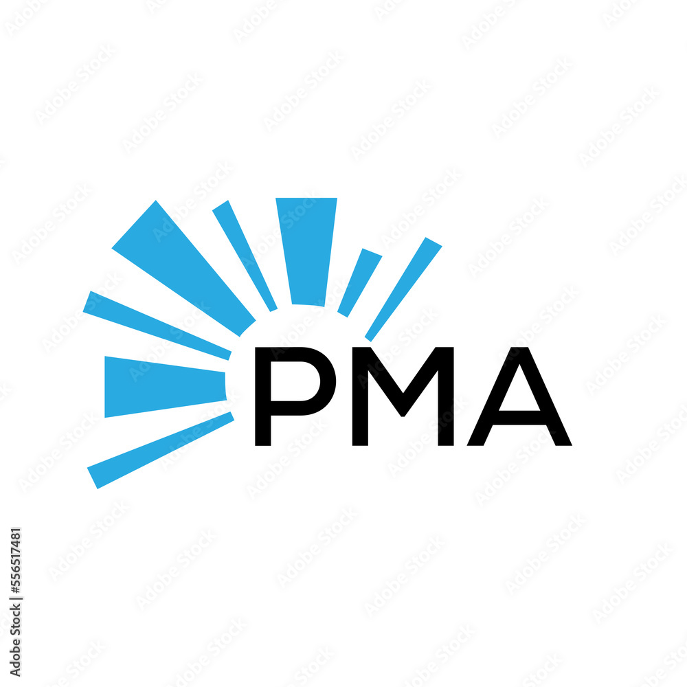 PMA letter logo. PMA blue image on white background and black letter ...