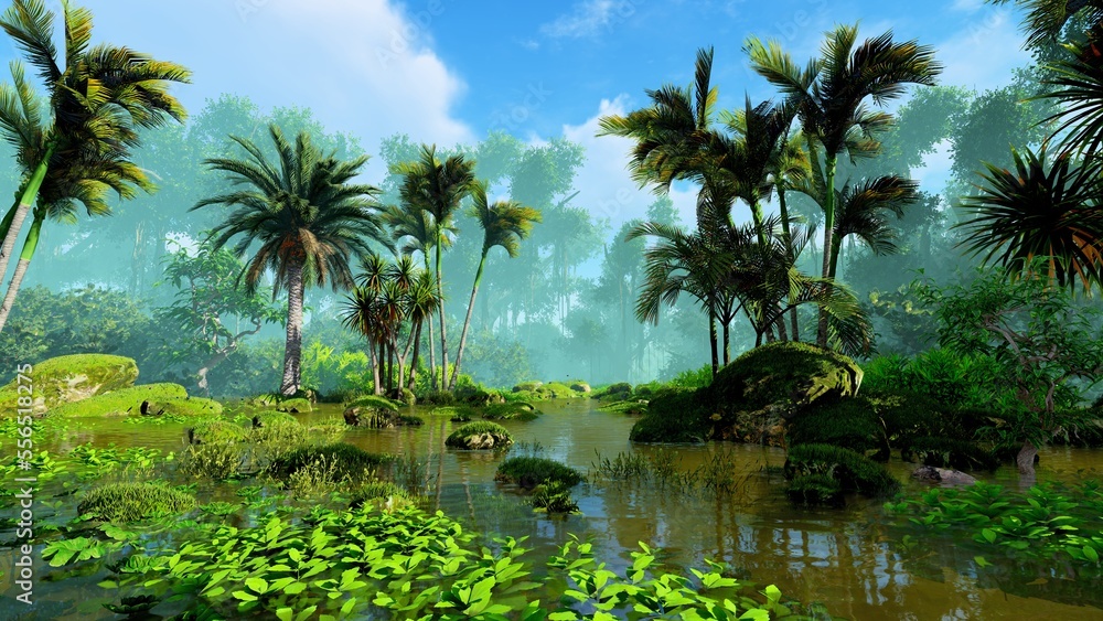 Wet swamp in tropical jungle Wet swamp in tropical jungle