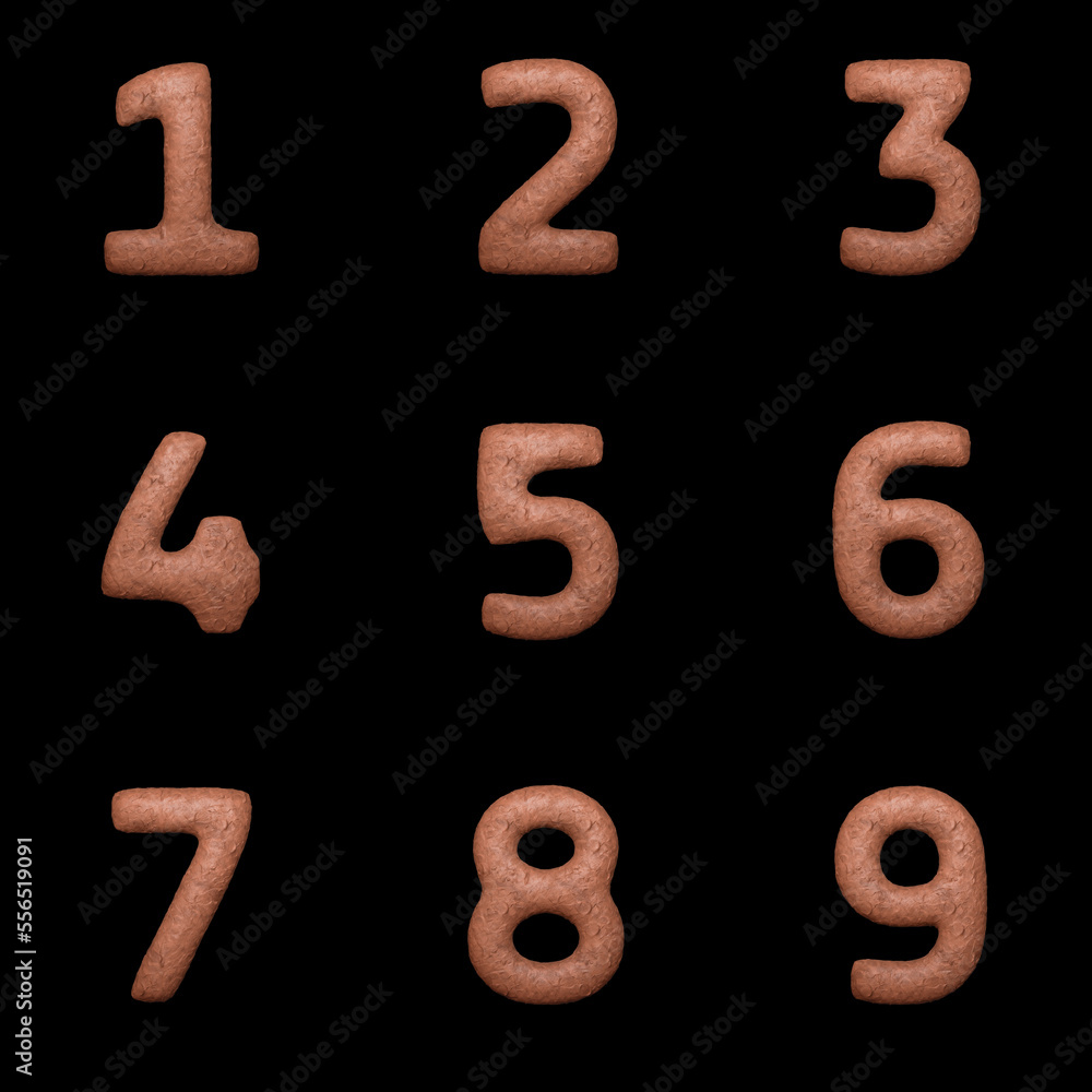3D Render Set of Clay Alphabet - Font including Letters, Numbers and Punctuation Marks 3D Render Set of Clay Alphabet - Font including Letters, Numbers and Punctuation Marks