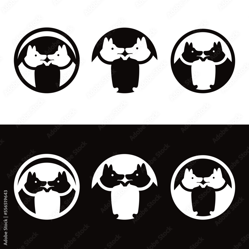 Circle dog animal logo template design . icon logo . silhouette logo Circle dog animal logo template design . icon logo . silhouette logo