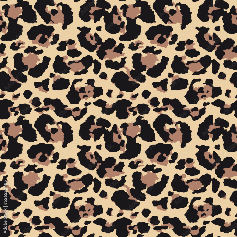 Leopard print seamless animal pattern, vector texture of cat skin on textile
Leopard print seamless animal pattern, vector texture of cat skin on textile