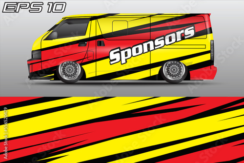 Automotive travel van car wrap livery sticker design template