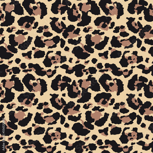  Leopard print seamless animal pattern, vector texture of cat skin on textile