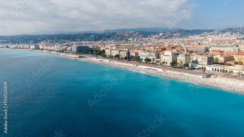 Fototapeta Naklejka Na Ścianę i Meble -  Aerial view on buildings and city, Old town in Nice, France 