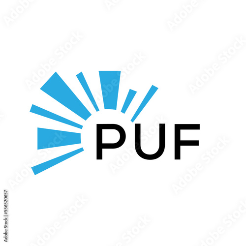 PUF letter logo. PUF blue image on white background and black letter. PUF technology  Monogram logo design for entrepreneur and business. PUF best icon.

