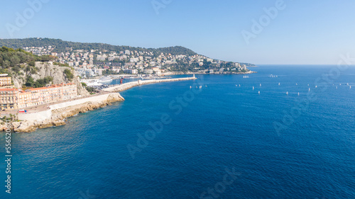 Aerial view on buildings and city, Old town in Nice, France 