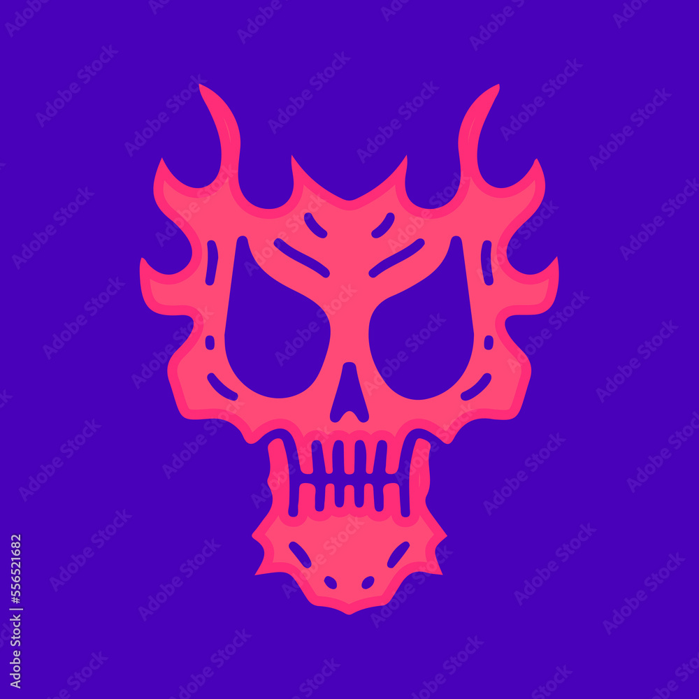 Devil skull head cartoon, illustration for t-shirt, sticker, or apparel merchandise. With modern pop and urban style. Devil skull head cartoon, illustration for t-shirt, sticker, or apparel merchandise. With modern pop and urban style.