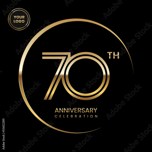 70th anniversary logo design with double line concept. Logo Vector Illustration photo