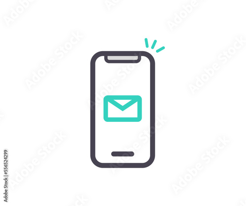 Smartphone icon, Incoming message, email notification sign logo design. New message icon with notification. Social media chat communication. New e-mail vector design and illustration. © BlazingDesigns