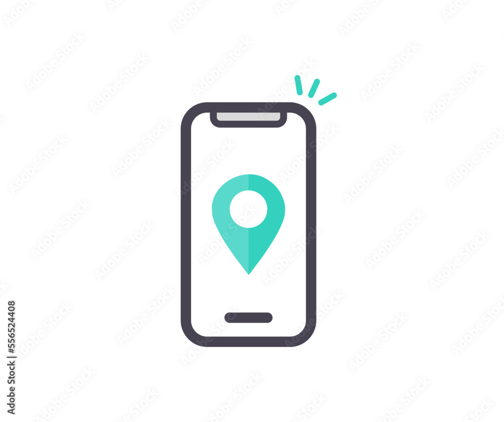 Online city map, GPS app on mobile phone screen icon logo design. Application for travel with location mark, pointer. Navigator pin checking points. Mark for destination vector design and illustration Online city map, GPS app on mobile phone screen icon logo design. Application for travel with location mark, pointer. Navigator pin checking points. Mark for destination vector design and illustration