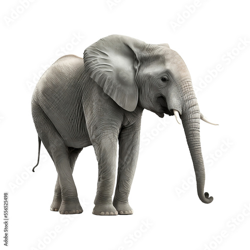 gros éléphant gris vu de face sur fond blanc - image générée par IA et détourée