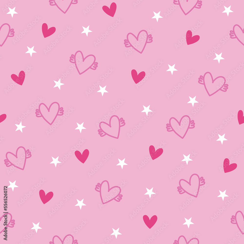Hearts seamless pattern.Love. Valentine's Day background. Repeat pattern for textiles, interior design, wallpaper, background, surface, fabric, print, cover, banner and invitation, Vector illustration