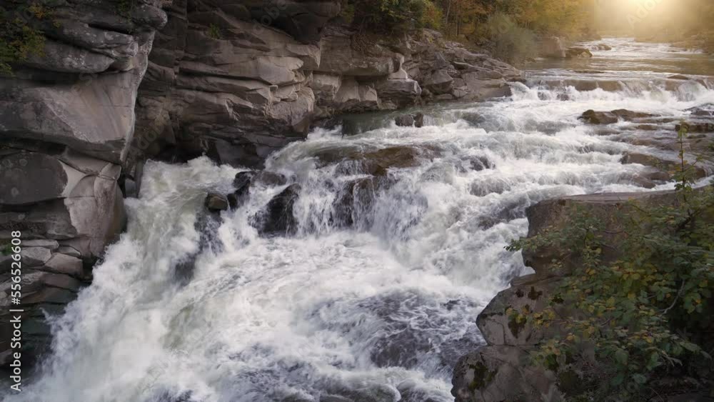 Probiy waterfall on Prut River, Yaremche City, Ivano-Frankivsk Oblast, Ukraine. Is one of most beautiful and powerful waterfalls of Ukrainian Carpathians. Cinema 4K Slow Motion one minute relax video Probiy waterfall on Prut River, Yaremche City, Ivano-Frankivsk Oblast, Ukraine. Is one of most beautiful and powerful waterfalls of Ukrainian Carpathians. Cinema 4K Slow Motion one minute relax video