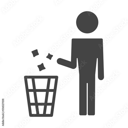 Tidy man symbol isolated on white background vector illustration. Do not litter, keep clean , dispose of carefully and thoughtfully sign. International standard black packaging pictogram
