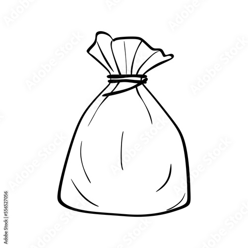 Sack illustration in linear style isolated on white background. Sack vector illustration
