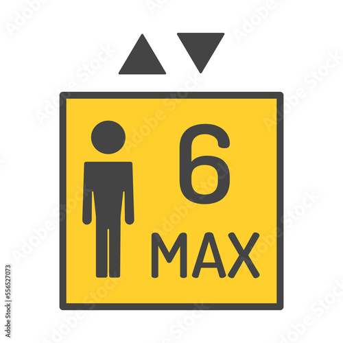 Caution Max 6 People in the elevator at a time. Vector Image.