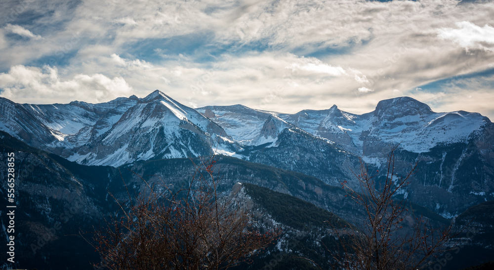 Panoramic view of the Pyrenees in winter. Panoramic view of the Pyrenees in winter.