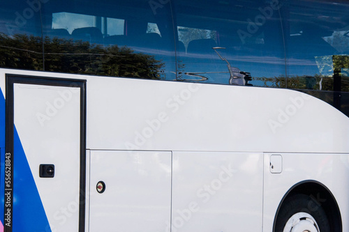 The exterior of a passenger bus.