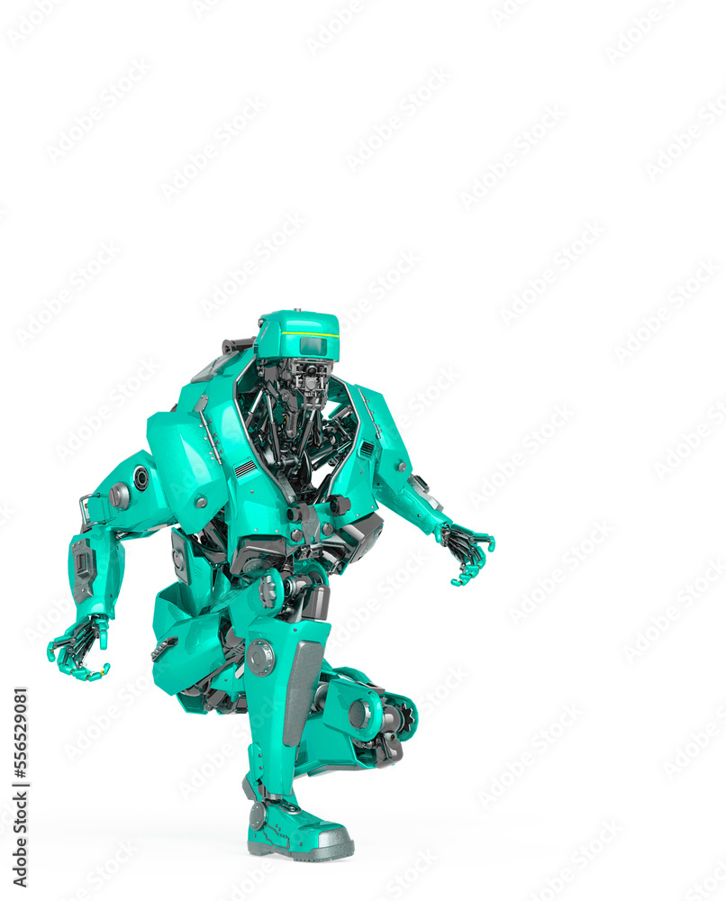 master robot you are crouched and ready for action in white background master robot you are crouched and ready for action in white background