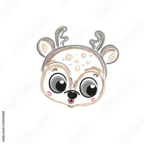 Cute little deer hand drawn in watercolor.