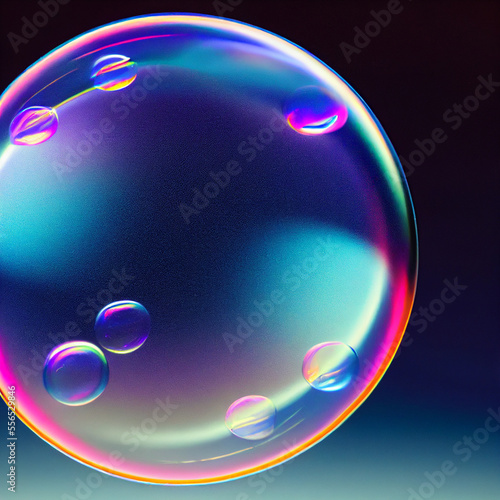 Abstract soap bubbles in the air. Close-up. Festive decoration