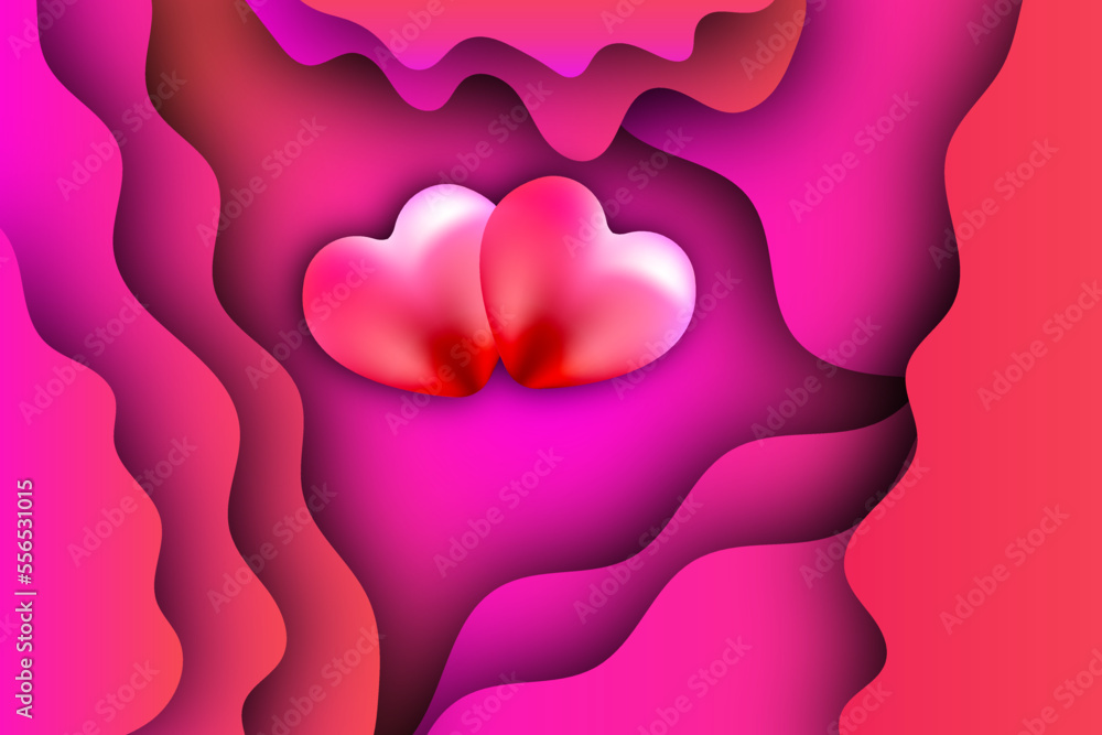 Pink layered design with hearts Pink layered design with hearts