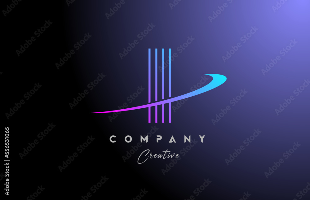 I pink blue alphabet letter logo icon design with swoosh. Line creative template for business and company