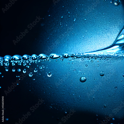 Splash of water liquid with water bubbles. 