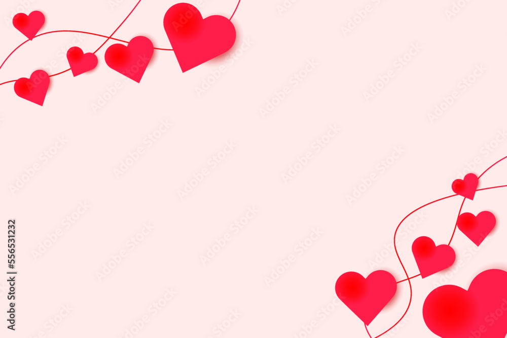 special background with red hearts and decorative stripes