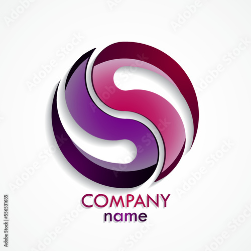 purple glossy 3d circle logo / vector illustration photo