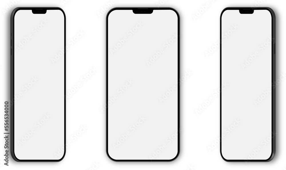 3D rendering mockups White screen smartphones on transparent background. Smartphone mockup collection with realistic shadow. Smartphone screen can be used for commercial advertising. 3D rendering mockups White screen smartphones on transparent background. Smartphone mockup collection with realistic shadow. Smartphone screen can be used for commercial advertising.