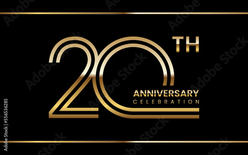 20th anniversary logo design with double line concept. Logo Vector Illustration