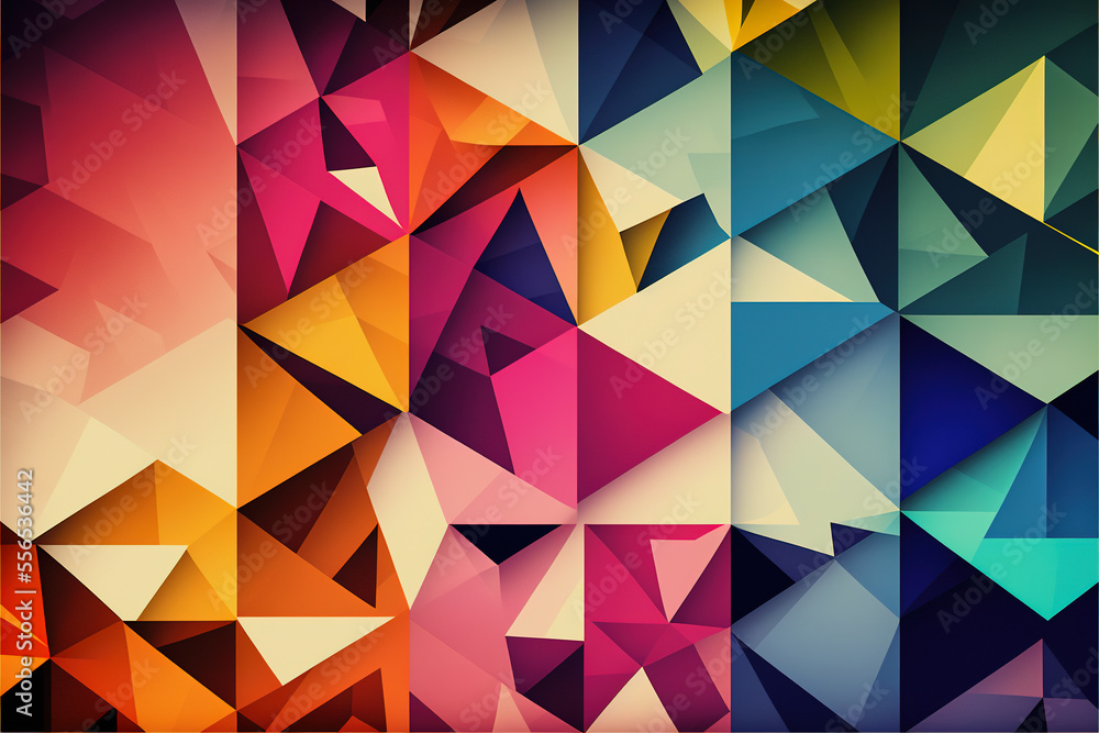 Fototapeta premium ai midjourney generated abstract illustration of a colorful geometric triangle background