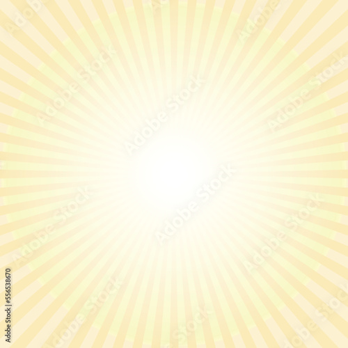 Pearl Yellow ray background. Sunlight radial rays background. Light pink burst wallpaper. Sunburst Retro circus or carnival backdrop as design element.