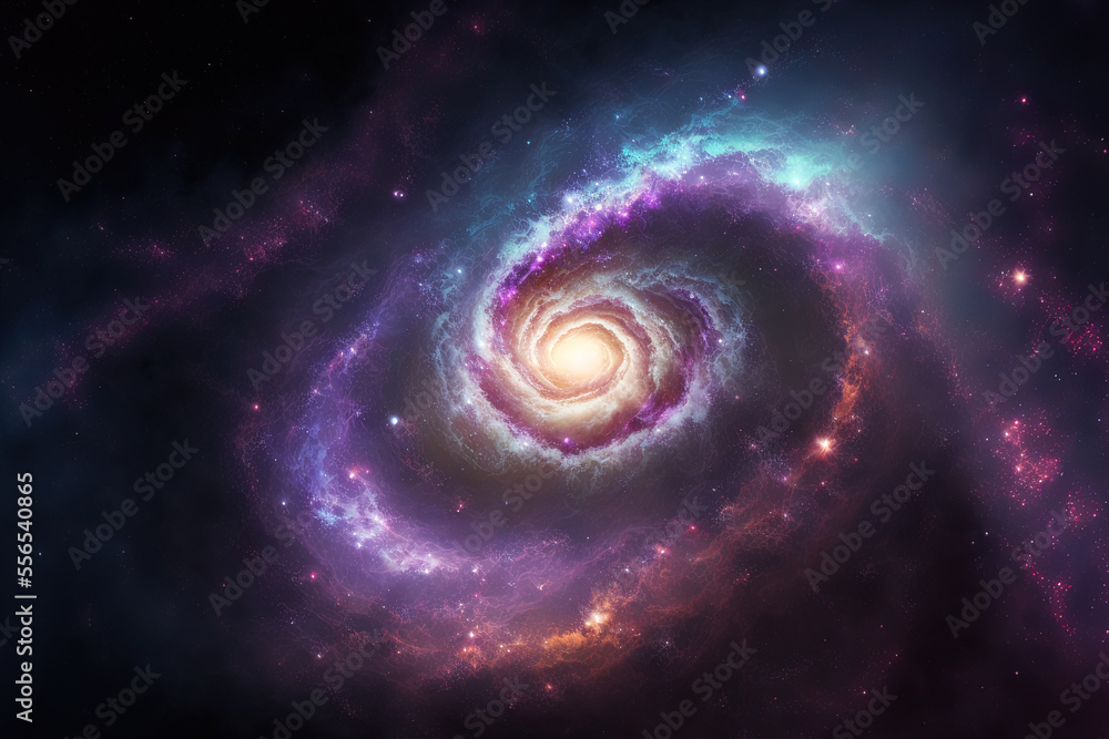 Fototapeta premium Space's Milky Way Nebula and galaxies. Generative AI