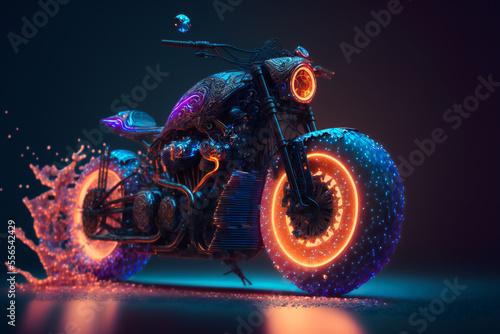 Beautiful motorcycle.  Image created with Generative AI technology. © EwaStudio