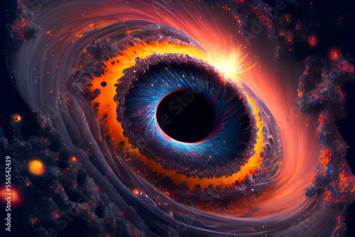 Black Hole In Space.  Generative AI. © EwaStudio