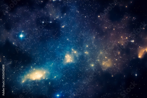 Dark Night Starry Sky Background. Image created with Generative AI technology. © EwaStudio